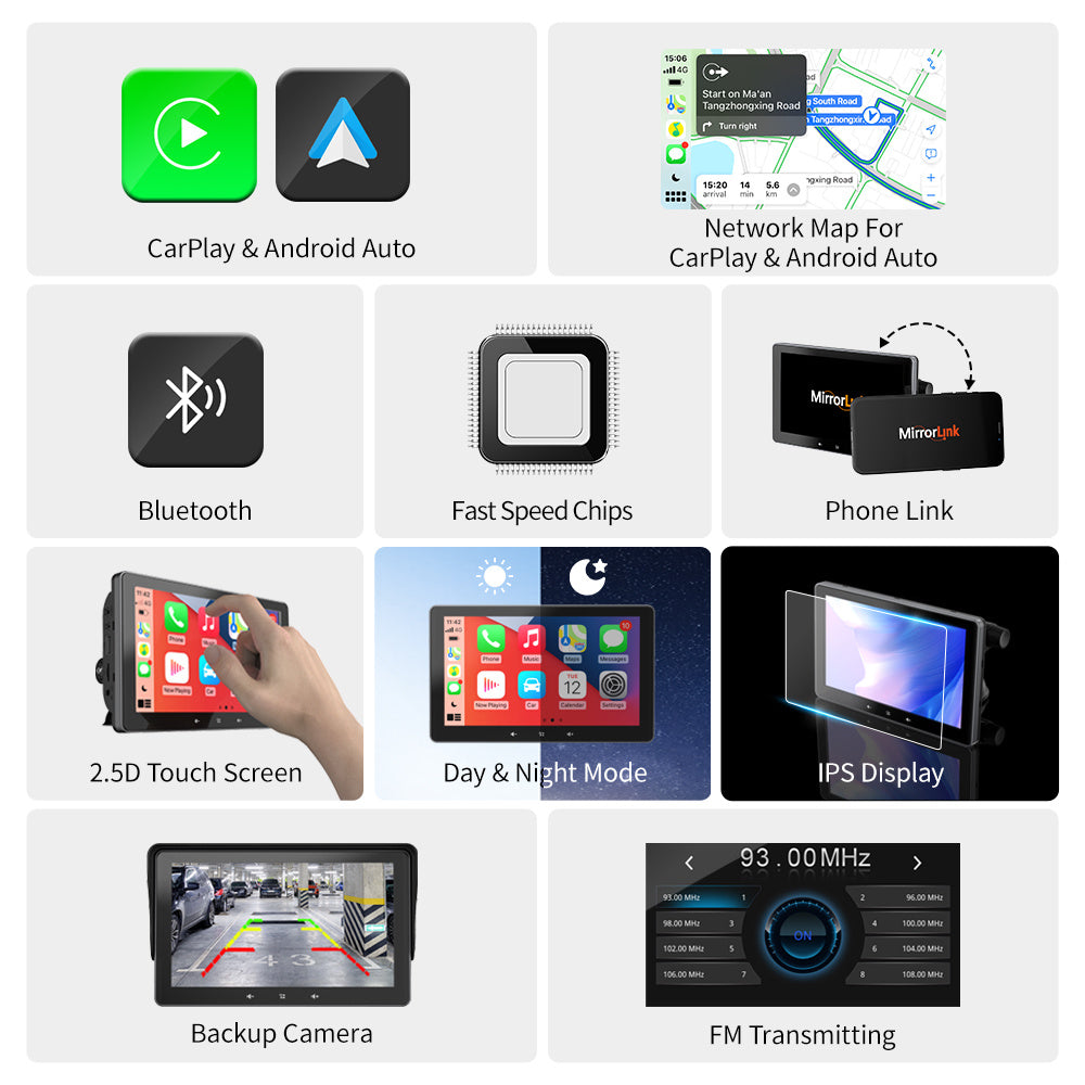 AutoLund 7” Wireless CarPlay Screen